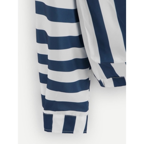 Zara Navy Blue White Striped Hooded Raincoat Jacket - Picture 4 of 10